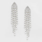 Crystal Rhinestone Fringe Evening Earrings