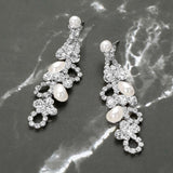 Rhinestone Pearl Eyelet Drop Evening Earrings