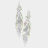 Long rhinestone fringe earrings