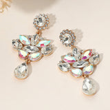 Teardrop Stone Cluster Dangle Marquise Stone Cluster Embellished Drop Evening Earrings