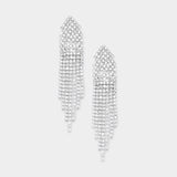 Crystal Rhinestone Pave Fringe Evening Earrings