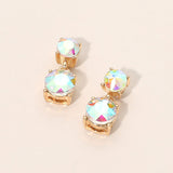 Double Round Stone Drop Earrings