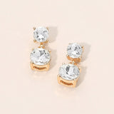 Double Round Stone Drop Earrings
