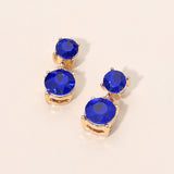 Double Round Stone Drop Earrings