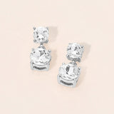 Double Round Stone Drop Earrings
