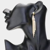 Rhinestone Multi Strand Drop Evening Earrings
