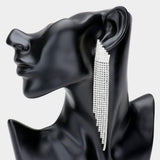 Rhinestone Fringe Long Drop Evening Earrings