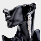 Rhinestone Fringe Dangle Evening Earrings