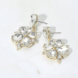 Teardrop Stone Flower Dangle Evening Earrings