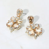 Teardrop Stone Flower Dangle Evening Earrings