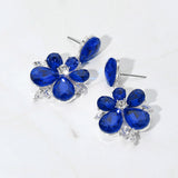Teardrop Stone Flower Dangle Evening Earrings