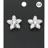 Flower CZ Stone Cluster Stud Evening Earrings