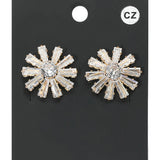 Flower CZ Stone Stud Evening Earrings