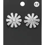 Flower CZ Stone Stud Evening Earrings
