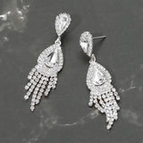 Teardrop Fringe Drop Evening Earrings