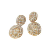 Bold Rhinestone Pave Oval Dome Drop Statement Earrings