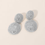 Bold Rhinestone Pave Oval Dome Drop Statement Earrings