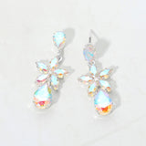 CZ Floral Teardrop Link Drop Evening Earrings