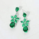 CZ Floral Teardrop Link Drop Evening Earrings