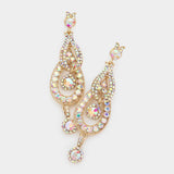 Crystal Rhinestone Rosette Dangle Evening Earrings
