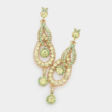 Crystal Rhinestone Rosette Dangle Evening Earrings
