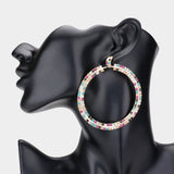 Rhinestone Statement Open Circle Evening Earrings