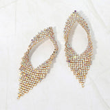 Abstract Rhinestone Fringe Glam Statement Earrings