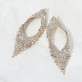 Abstract Rhinestone Fringe Glam Statement Earrings