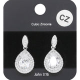 CZ Teardrop Dangle Evening Earrings