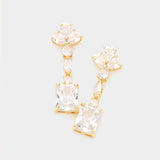 CZ Multi Stone Link Dangle Evening Earrings