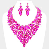 Marquise Stone Cluster Statement Evening Necklace