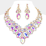 Marquise Stone Cluster Embellished Evening Necklace