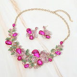 Floral Crystal Embellished Evening Necklace