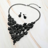 Bold Teardrop Cluster Embellished Evening Necklace