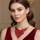 Bold Teardrop Cluster Embellished Evening Necklace