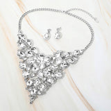 Bold Teardrop Cluster Embellished Evening Necklace