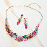 Marquise Stone Cluster Embellished Evening Necklace