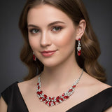 Marquise Stone Cluster Embellished Evening Necklace