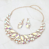 Marquise Stone Cluster Embellished Evening Necklace