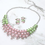 Pearl Cluster Crystal Embellished Statement Evening Necklace