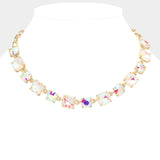 Women's Cushion Square Stone Link Evening Necklace