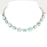 Women's Cushion Square Stone Link Evening Necklace