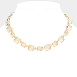 Women's Cushion Square Stone Link Evening Necklace