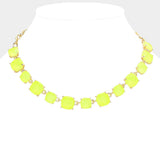 Women's Cushion Square Stone Link Evening Necklace