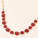Women's Cushion Square Stone Link Evening Necklace