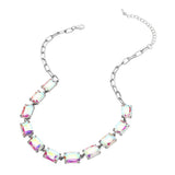 Cushion Rectangular Stone Cluster Link Evening Necklace