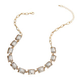 Cushion Rectangular Stone Cluster Link Evening Necklace