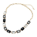 Cushion Rectangular Stone Cluster Link Evening Necklace