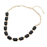 Cushion Rectangular Stone Cluster Link Evening Necklace