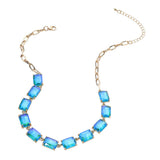 Cushion Rectangular Stone Cluster Link Evening Necklace